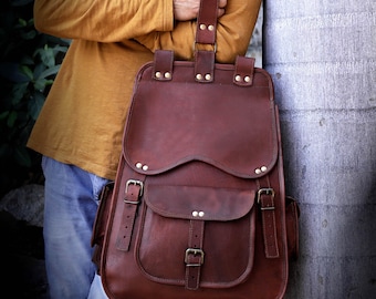 Mochila de cuero personalizada, mochila de viaje, mochila bohemia para uso diario, oficina, trabajo, escuela, regalo para él