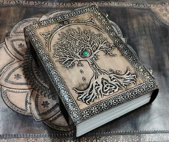 Large Leather Bound Journal Tree of life Spell Book Handmade Notebook  Sketchbook