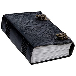 600 Pages Pentagram Embossed Leather Journal ,Handmade Leather Journal ,Blank Leather Notebook Leather Grimoire, Leather Sketchbook Pentacle