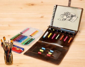 レザーアーティストキットバッグ | 旅行用スケッチブック