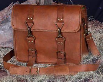 Sac à Bandoulière En Cuir Véritable Pour Homme - Style Rétro Messenger - Protection Ordinateur