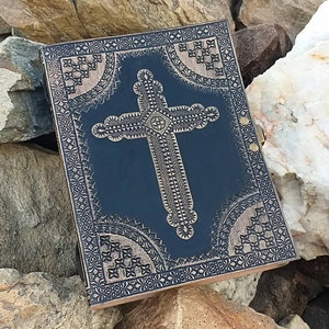 Cross Leather Diary, 6x8 Diary, Leather Journal, Notebook, Grimoire, Spell Book, Black, Jesus, Spell Book, Planner, Personalized Gift Holly