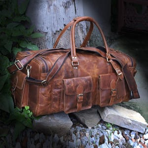 Leather Duffel Bag Handmade Leather Weekender Gym Bag Travel Bag Overnight Bag, Leather Holdall Bag Men Vacation Duffle Bag Gift for him