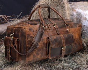 Bolsa de viaje personalizada de piel flor: ideal para viajes de fin de semana.