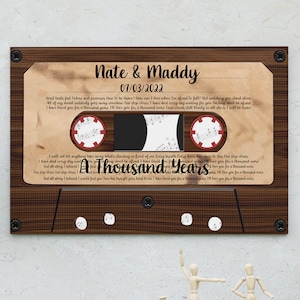 Custom Song Lyrics Vinyl Record, Valentine&#39;s Day gift, Engagement Gift, Gift for Couples, Cassette Wall Art, Anniversary Gift Wall Art