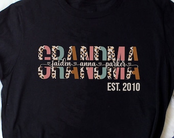 Personalized Grandma Shirt, Grandma Shirts With Grandkids Names, Gift For Grandma, Customized Mother's Day Shirt, Nana Shirt, Mimi Shirt