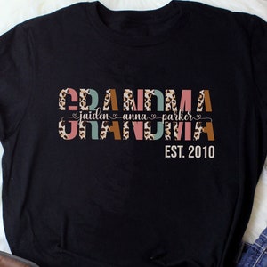Personalized Grandma Shirt, Grandma Shirts With Grandkids Names, Gift For Grandma, Customized Mother&#39;s Day Shirt, Nana Shirt, Mimi Shirt