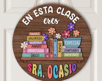 Custom Spanish Teacher Door Sign, Maestra Classroom Sign, Bilingual Latina Teacher Welcome Sign, Personalized Language Teacher Door Hanger