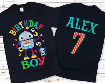 Camisa de cumpleaños personalizada para niños, camisa de niño de cumpleaños, camisa de cumpleaños, camisa de cumpleaños para niños pequeños, camisa de cumpleaños de robot, fiesta de cumpleaños de niño
