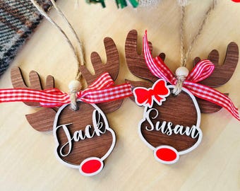 Custom Reindeer Ornament, Personalized Kids Name Ornament, Child's Name Ornament, Rudolph Christmas Ornament,Baby's First Christmas Ornament