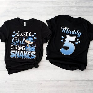 Personalized Just a Girl Who Loves Snakes T-Shirt, Funny Snake Shirts, Cute Snake Tee, Snake Lover Gift TShirt, Girls Snake Shirt, Birthday