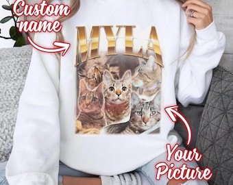 Custom Pet T-Shirt: Vintage 90s Rap Style, Personalized Cat or Dog Tee