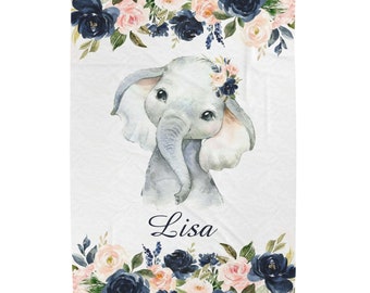 Custom Elephant Baby Blanket: Personalized Name Fleece Throw