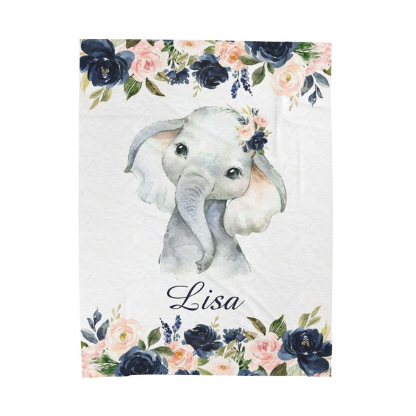 Elephant Blanket, Custom Name Baby Blanket, Elephant Baby Blanket Girl, Elephant Gifts For Women, Kids Blanket Personalized, Throw Blanket