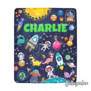 Personalisierte Astronaut Babydecke,Rakete Baby Bettwäsche,Rakete Geburtstag Thema,Geburtstag Weltraum Geschenke,Namensmuster Decke,Astronaut Decke