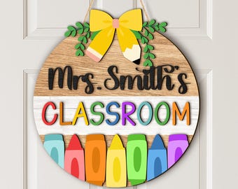 Personalized Teacher Door Sign: Custom Classroom Decor, Back to School Gift
