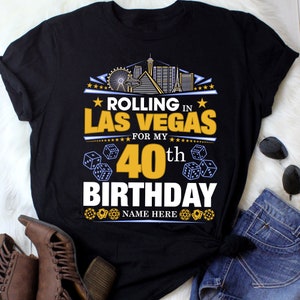 Camiseta de cumpleaños personalizada de Las Vegas, divertida camiseta de cumpleaños de Las Vegas, regalo único para cumpleaños de viaje a Las Vegas, cumpleaños de mujer