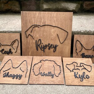 Custom Wooden Dog Ear Sign: Hand Drawn Pet Memorial
