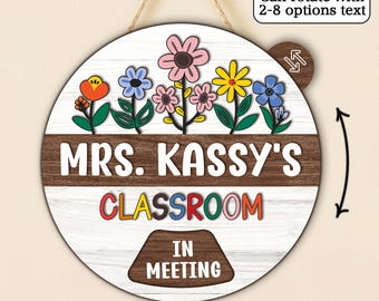 Letrero personalizado para puerta de oficina, regalo para el regreso a clases del profesor, letrero giratorio personalizado con el nombre del profesor/letrero colgante giratorio para el profesor/letrero para puerta de oficina