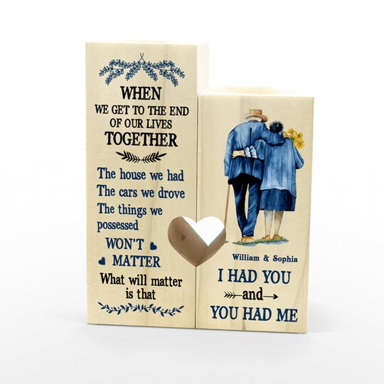 To My Wife, To My Husband Candle Holder, Love Holding Hands Wooden Candle Holder