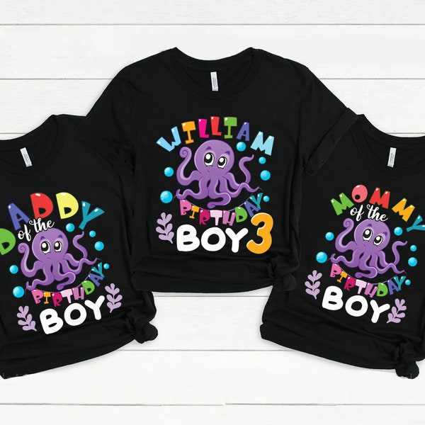 Personalized Family Octopus Birthday Shirts,Matching Family Shirts,Birthday Boy Shirt,Birthday Party Octopus Shirts,Kids Birthday Shirts