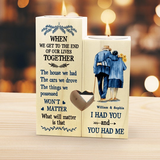 To My Wife, To My Husband Candle Holder, Love Holding Hands Wooden Candle Holder