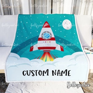 Personalisierte Astronaut Babydecke,Rakete Baby Bettwäsche,Rakete Geburtstag Thema,Geburtstag Weltraum Geschenke,Namensmuster Decke,Astronaut Decke
