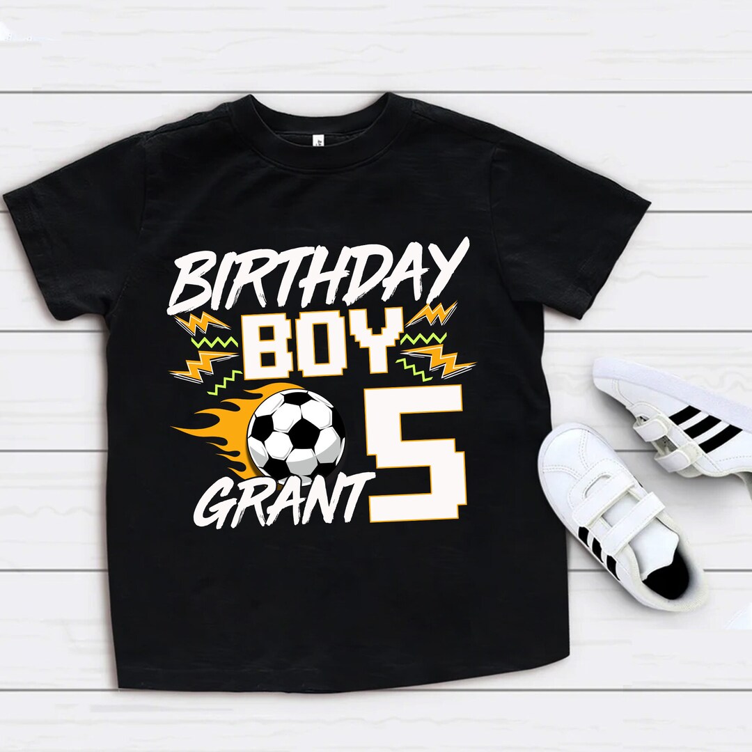 Personalized Birthday Boy Soccer Tshirt, Custom Age Birthday Shirt
