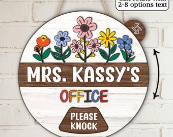 Personalized Door Sign with Rotating Status Segments: Customizable for Any Space - Door Office Sign, New Job Business Decor