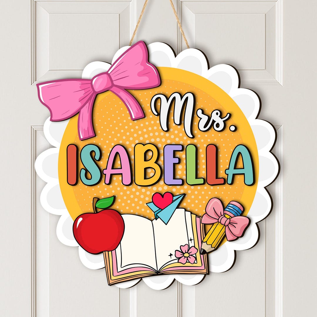 Custom 3D Teacher Door Hanger: Personalized Classroom Welcome Sign - Etsy