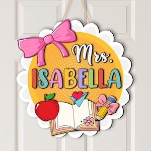 Custom 3D Teacher Door Hanger, Gift For Teacher, Teacher Name Door Hanger, Classroom Decor, Back To School Gift, Teacher Welcome Sign