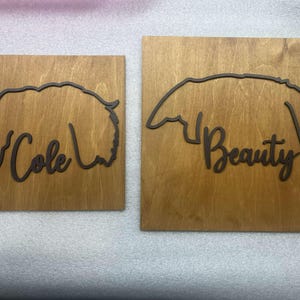 Custom Dog Ear Sign: Laser Engraved Plywood Pet Portrait
