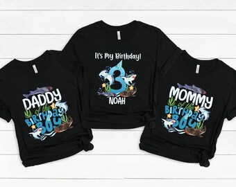 Shark Birthday Boy Matching Family Shirts: Ocean Theme Party Tee