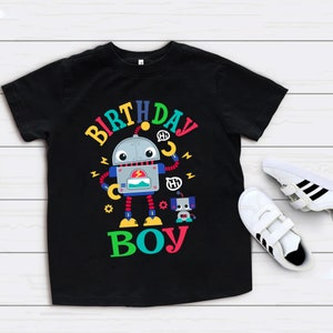 Personalized Boys birthday shirt, birthday boy shirt, birthday shirt, toddler birthday shirt, Robot Birthday Shirt, boy birthday party image 2