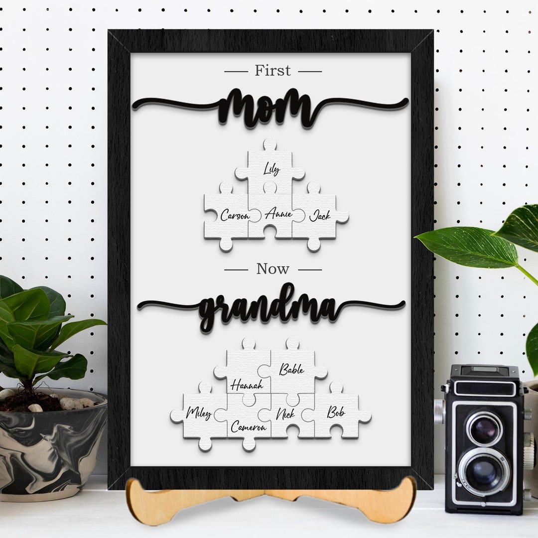 Personalized Mothers Day Puzzle Sign, First Mom Now Grandma Sign, Mom ...