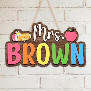 Personalized Teacher Appreciation Gifts, Custom 3D Teacher Name Door Sign, Classroom Door Hanger, Custom Teacher Welcome Sign, Teacher Gift