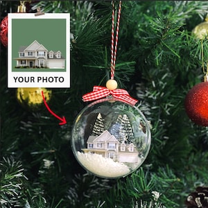 Décoration photo boule de neige 3D personnalisée, Cadeau pour grands-parents, Décoration photo acrylique, Décoration personnalisée, Photo souvenir de famille, Boule de Noël