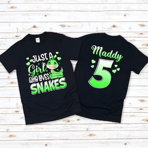 Personalized Just a Girl Who Loves Snakes T-Shirt, Funny Snake Shirts, Cute Snake Tee, Snake Lover Gift TShirt, Girls Snake Shirt, Birthday