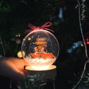 パーソナライズされた写真スノードームオーナメント：3Dアクリルボール、カップルギフト