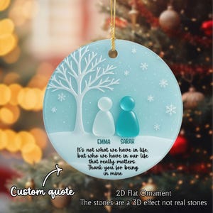 Personalized Friendship Sea Glass Ornament, Custom Best Friend Christmas Decor Gift, Ceramic Keepsake for Long Distance Friends, Tree Decor