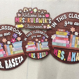 Personalized Teacher Door Sign,Teacher Gift Door Hanger, End of Year Teacher Gift, Back to School Gift, Door Hanger for Teacher,Welcome Sign