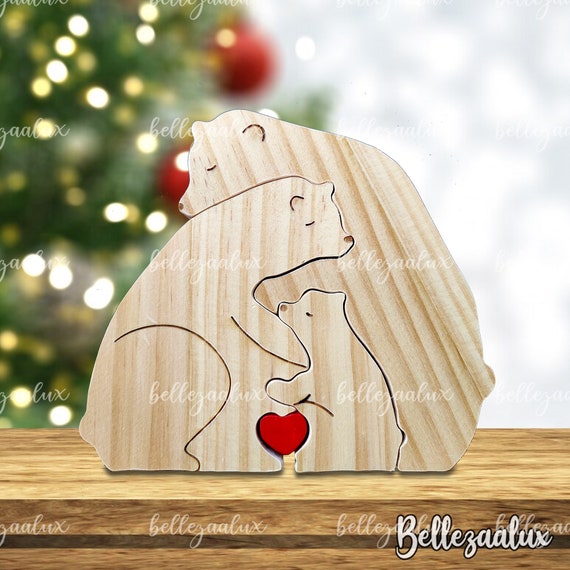 Personnalisé ours famille en bois Art Puzzle cadeau pour famille