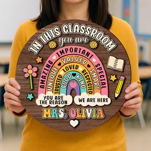Custom 3D Teacher Door Hanger, Gift For Teacher, Teacher Name Door Hanger, Classroom Decor, Back To School Gift, Teacher Welcome Sign