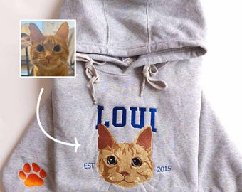 Custom Embroidered Pet Photo Hoodie: Personalized Dog Varsity Sweatshirt