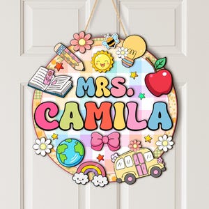 Custom 3D Teacher Door Hanger, Gift For Teacher, Teacher Name Door Hanger, Classroom Decor, Back To School Gift, Teacher Welcome Sign