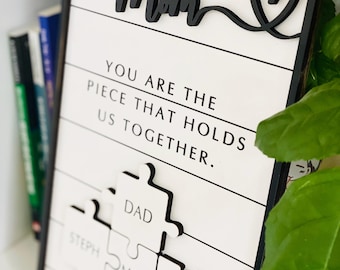 Personalisiertes Mom Puzzle Zeichen, graviertes Holz Muttertagsgeschenk