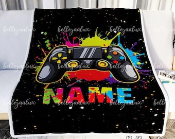 Personalized Gaming Blanket: Custom Name Sherpa Throw