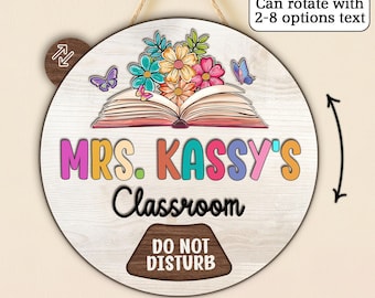 Personalized Office Door Sign, Back To School Teacher Gift, Custom Rotating Teacher Name Sign/Spinning Teacher Hanging Sign/Office Door Sign