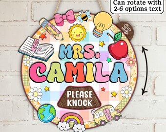 Personalized Office Door Sign, Back To School Teacher Gift, Custom Rotating Teacher Name Sign/Spinning Teacher Hanging Sign/Office Door Sign