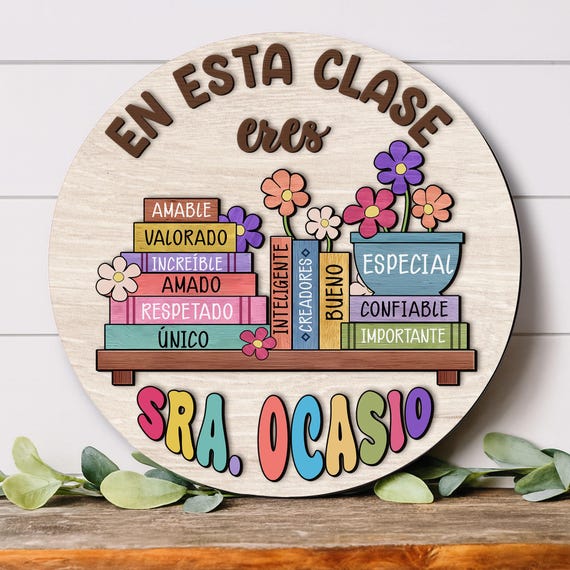 Custom Spanish Teacher Door Sign, Maestra Classroom Sign, Bilingual Latina Teacher Welcome Sign, Personalized Language Teacher Door Hanger